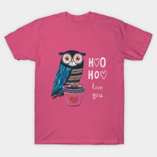 Cute owl chalk style illustration T-Shirt